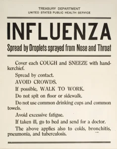 US Treasury Department Health warning, Spanish Flu