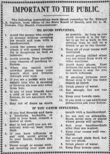 Health notice from Los Angeles, 1918