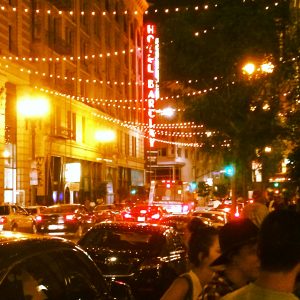 The Old Bank District at night
