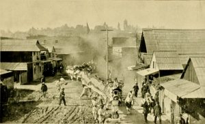Lunar New Year celebration in old Los Angeles Chinatown, c1900