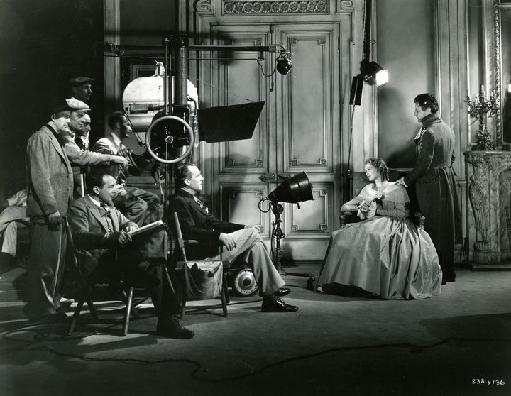 On set during Golden Age of Hollywood