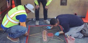 Hollywood Walk of Fame star being installed