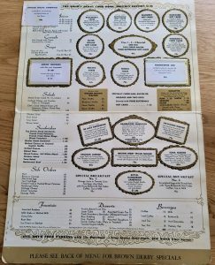 Brown Derby Restaurant menu