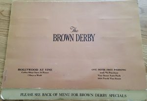 Brown Derby Restaurant menu