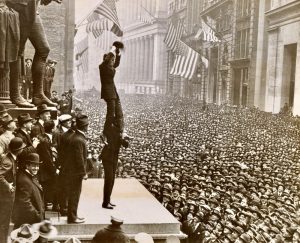 Chaplin and Fairbanks on Wall Street, April 1918