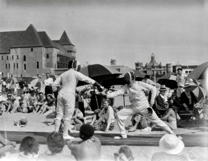 Fencing, 1932 LA Olympics, at Santa Monica Beach