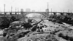 Los Angeles River and the Fourth Street Bridge, 1931.
