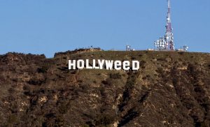 Hollywood Sign changed to read HOLLYWEED