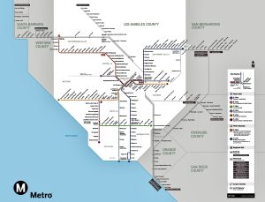Map of public transport in LA, LA Metro